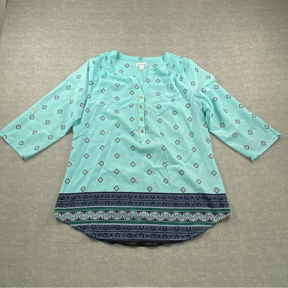 Croft & Barrow Womens Diamond Patterned 3/4 Sleeve Lightweight Pullover Size M‎